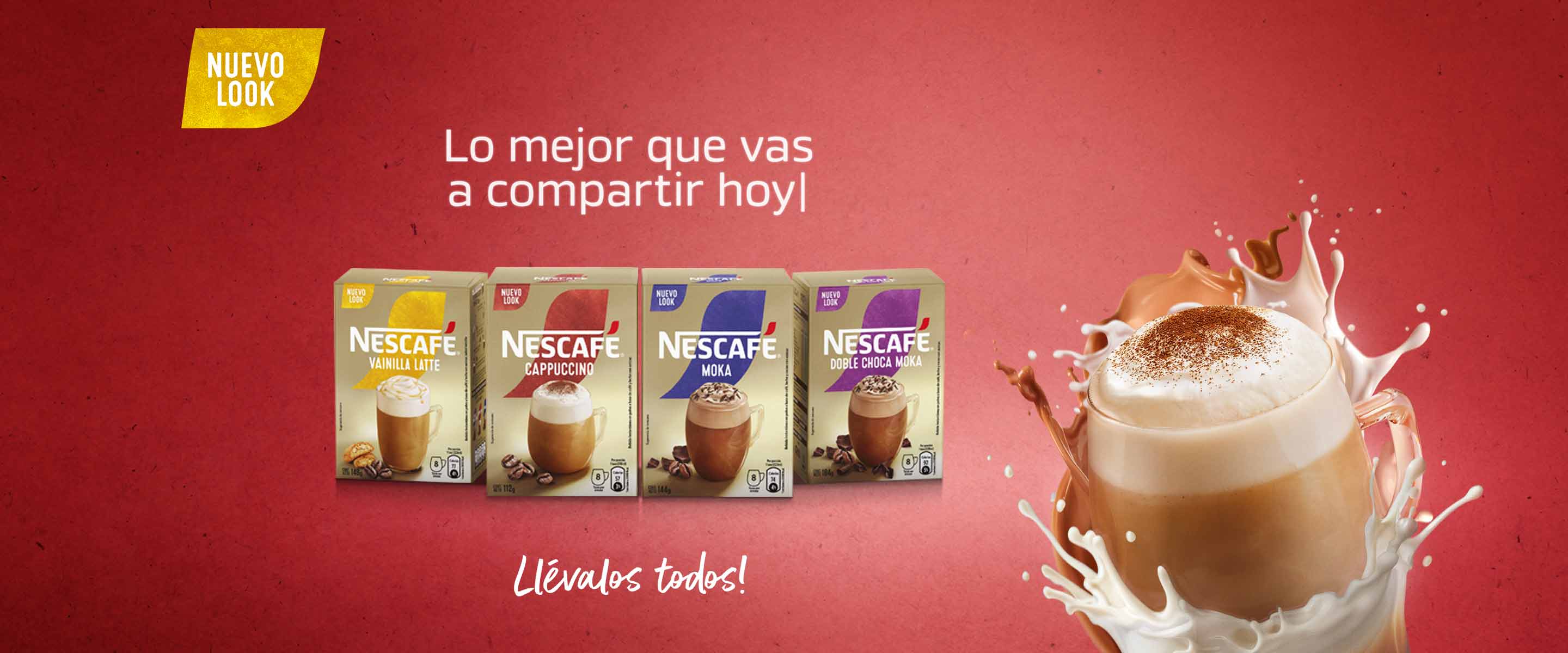 Variedades de Nescafé MIXES Cappuccino, moka, vainilla latte y Doble Choca Moka