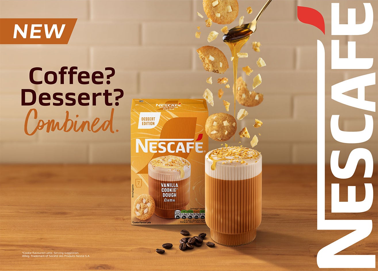 Introducing our NESCAFE Frothy Desserts Editions, which includes a Sticky Toffee Pudding Latte and a Vanilla Cookie Dough Latte.