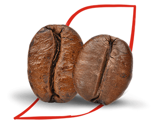 Granos de café en el contorno del logo de NESCAFÉ®