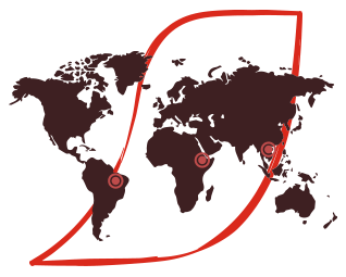 Continentes en un contorno de logo de NESCAFÉ®.